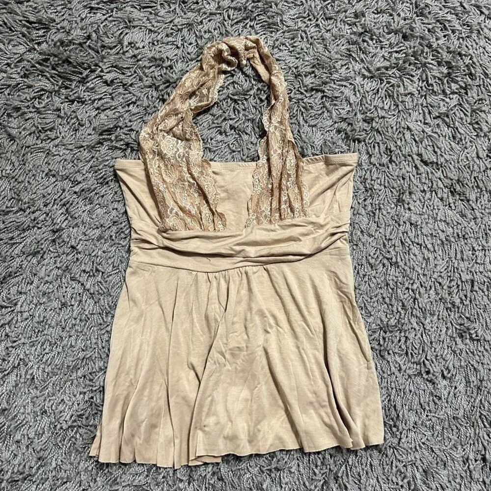 Y2K Finesse Brand Glam Halter Top Size L